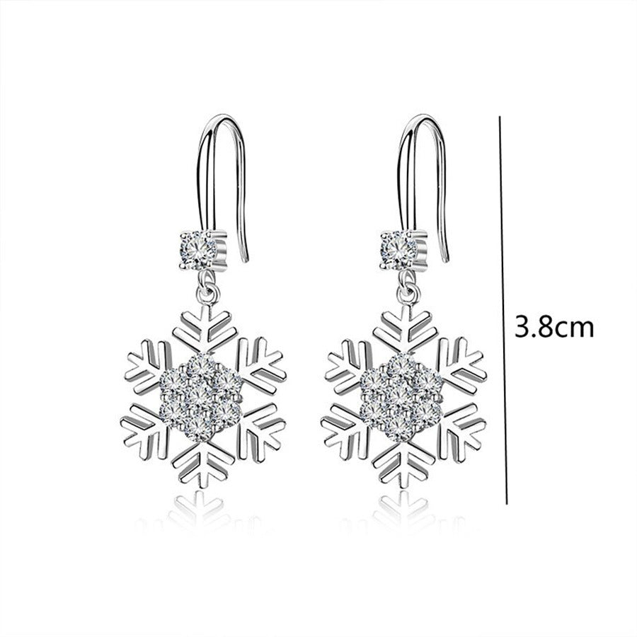 Temperament Snowflake Earrings With Rhinestones Fashion Personalized Christmas Earrings For Women Jewelry Temperament Snowflake Earrings With Rhinestones Fashion Personalized Christmas Earrings For Women Jewelry